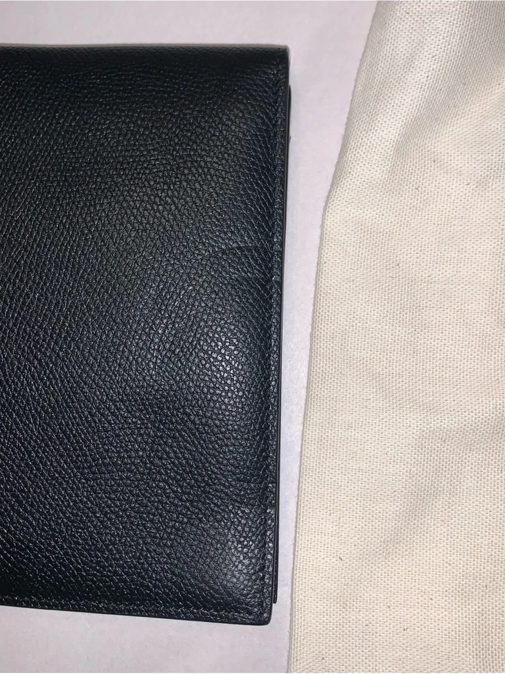 Valentino Black Textured Leather Clutch with Gold V Logo and Zip Pouch
